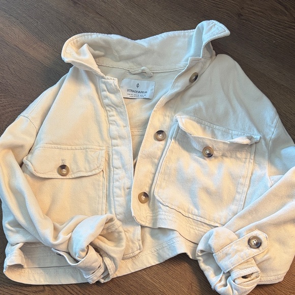 stradivarius Jackets & Blazers - Stradivarius Cream Textured Fabric